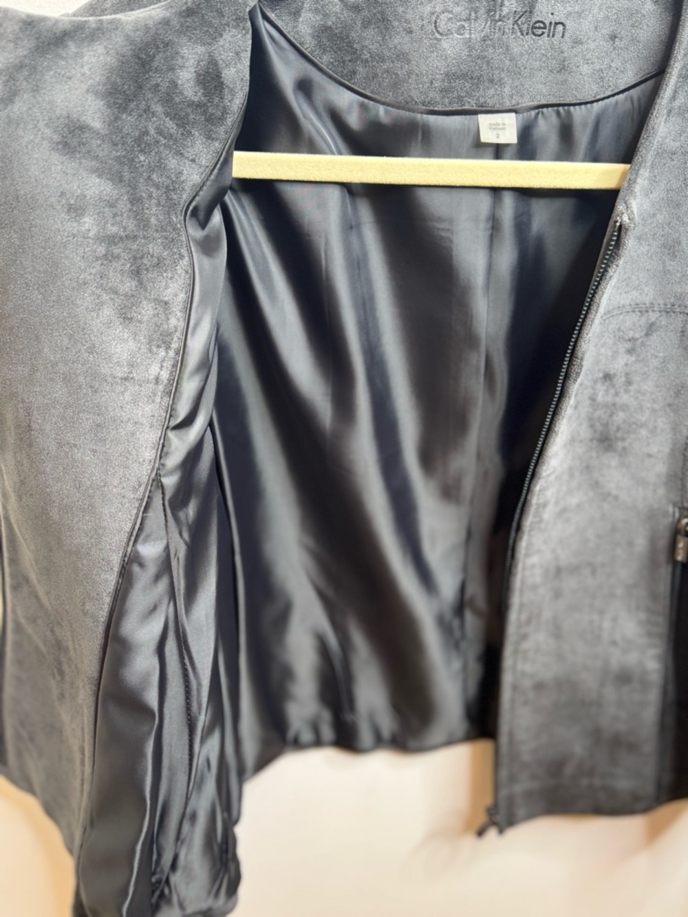 Calvin Klein Women's Charcoal Gray Suede-Look Zip Jacket Caroline bessette style - Picture 5 of 5